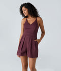 Breezeful™ Combishort Dos Nu Poche Zippée Invisible Sur le Côté Jambe Large Séchage Rapide