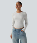 T-shirt décontracté col rond manches longues