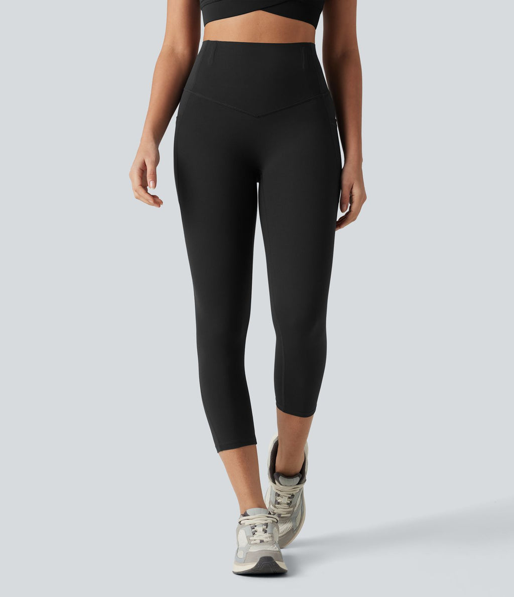Legging capri de yoga Halara UltraSculpt™ taille haute anti-roulottage ventre plat gainant avec poches