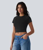 T-shirt casual col rond à manches raglan avec empiècements en mesh respirant