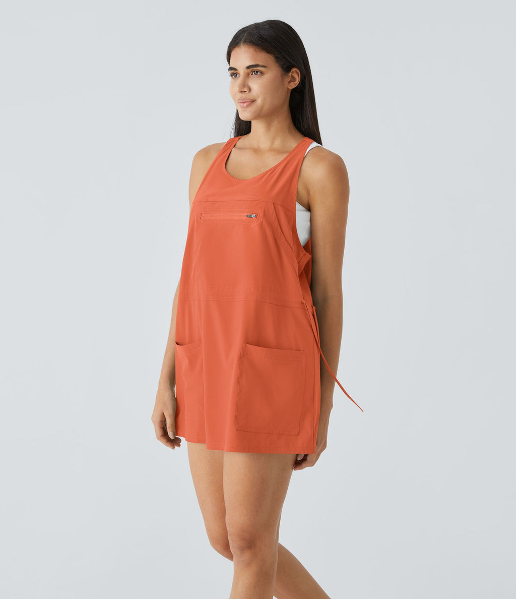 Breezeful™ Robe Sport Randonnée Mini Séchage Rapide 2 Pièces Dos Nu Poches Multiples Cordon de Serrage