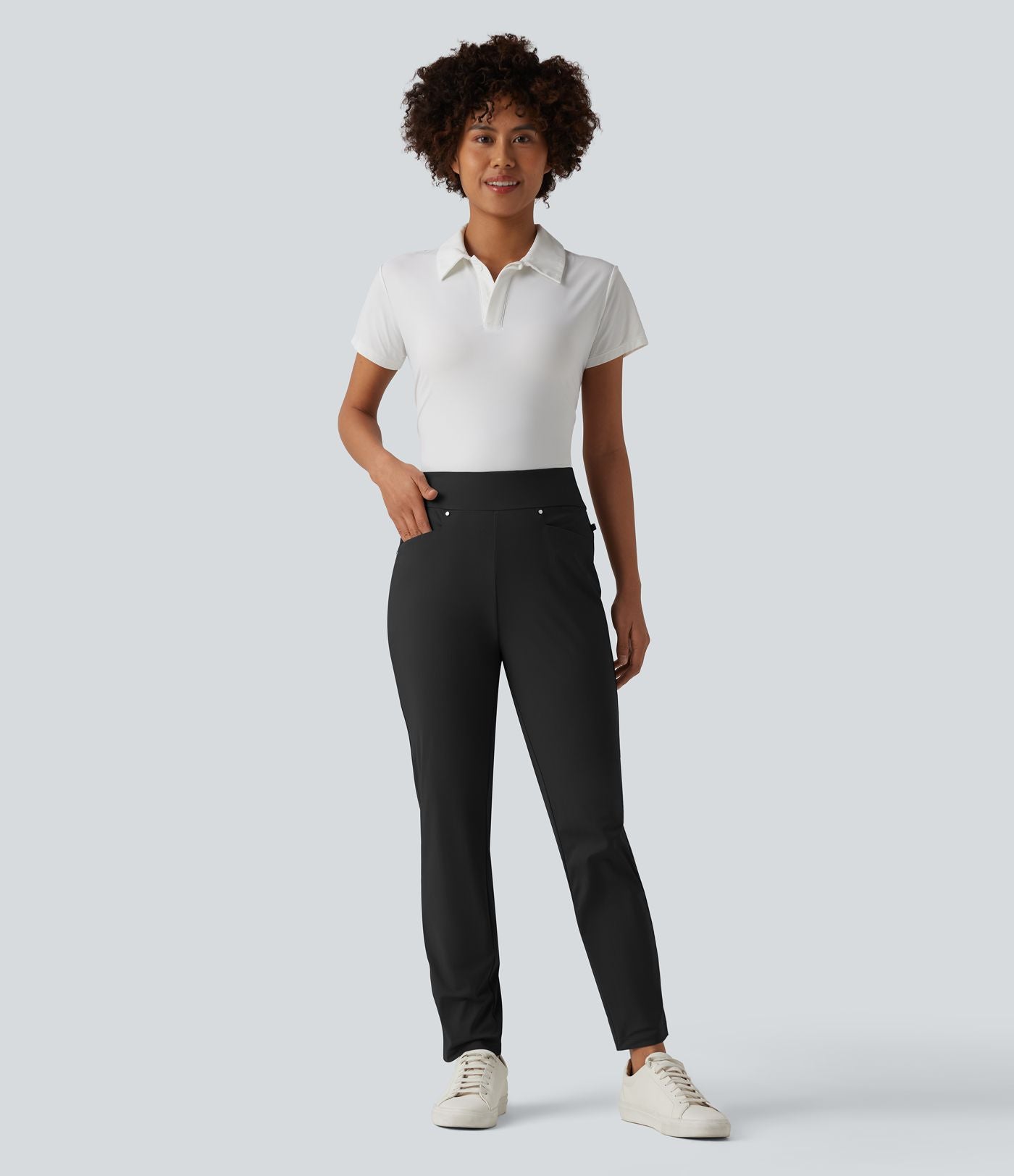 Pantalon de golf fuselé taille haute avec poches