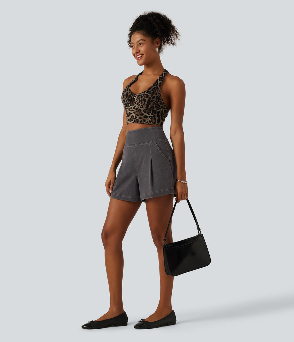 Short en jean ample Halara Flex™ taille haute décontracté avec poches