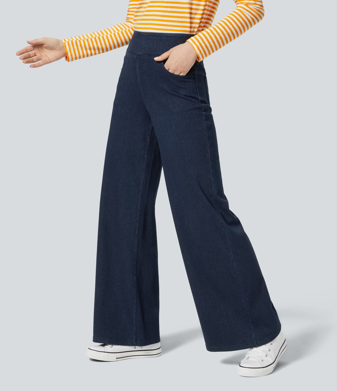 Halara Flex™ Denim Heat Jean large casual taille haute avec poches