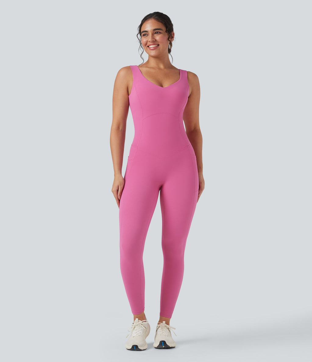 Combinaison de sport Halara UltraSculpt™ col V gainante push-up à poches