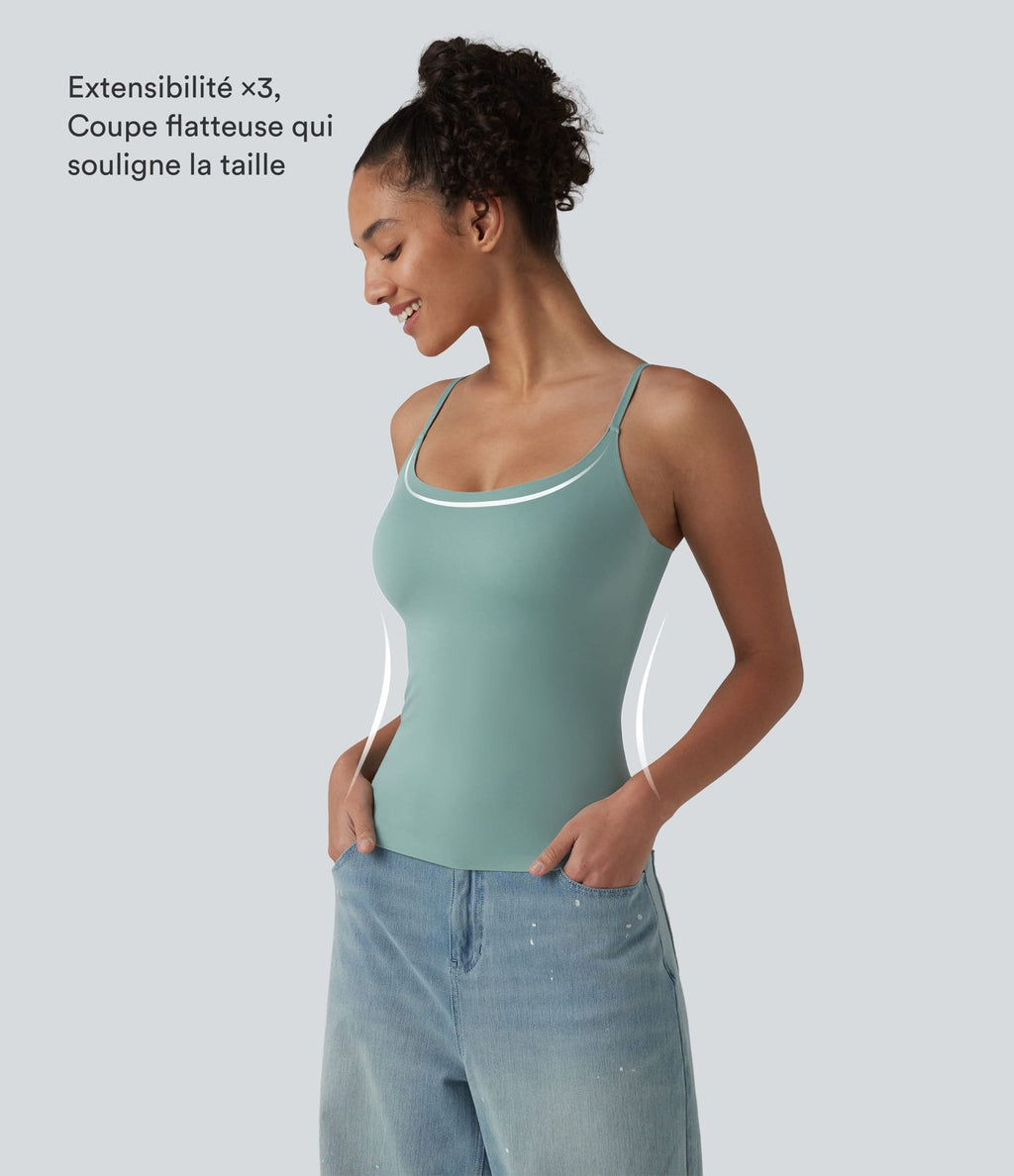 Débardeur décontracté à col rond et soutien-gorge intégré, bonnets BE