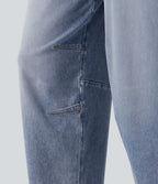 Jean Barrel 7/8 taille basse Halara Flex™ avec poches zippées