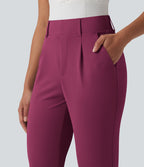 Pantalon de golf fuselé crêpe taille haute avec poches