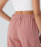 Pantalon de jogging décontracté taille haute fuselé en tissu gaufré avec poche latérale