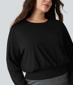 Top grande taille col rond manches longues