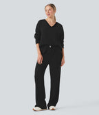Pantalon tailleur droit taille haute avec poches