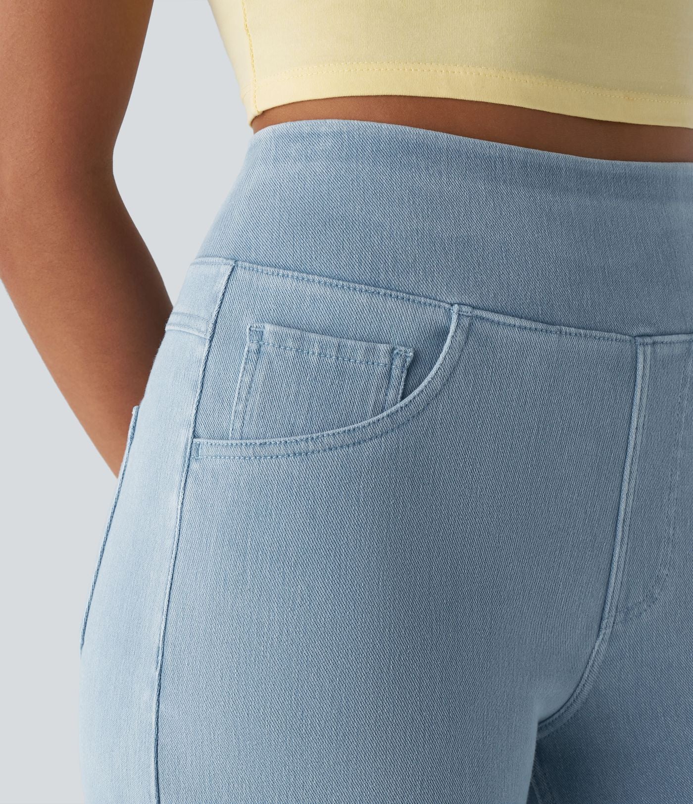 Halara Flex™ Jean Large Travail à Taille Haute Poches Multiples et Tricot Extensible