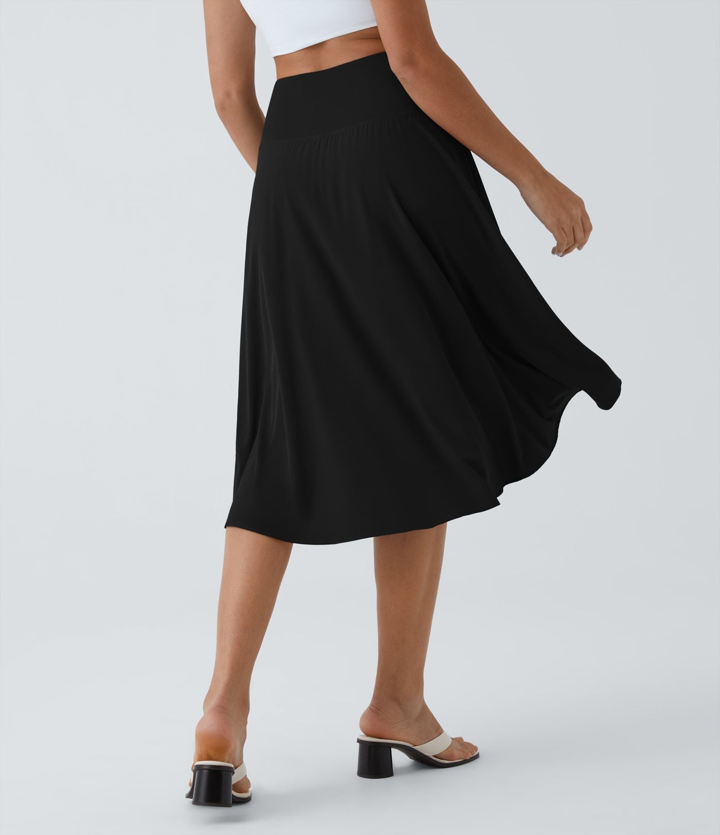Breezeful™ Jupe Danse Fluide 2-en-1 à Taille Haute Volants Asymétriques Haut-Bas et Séchage Rapide