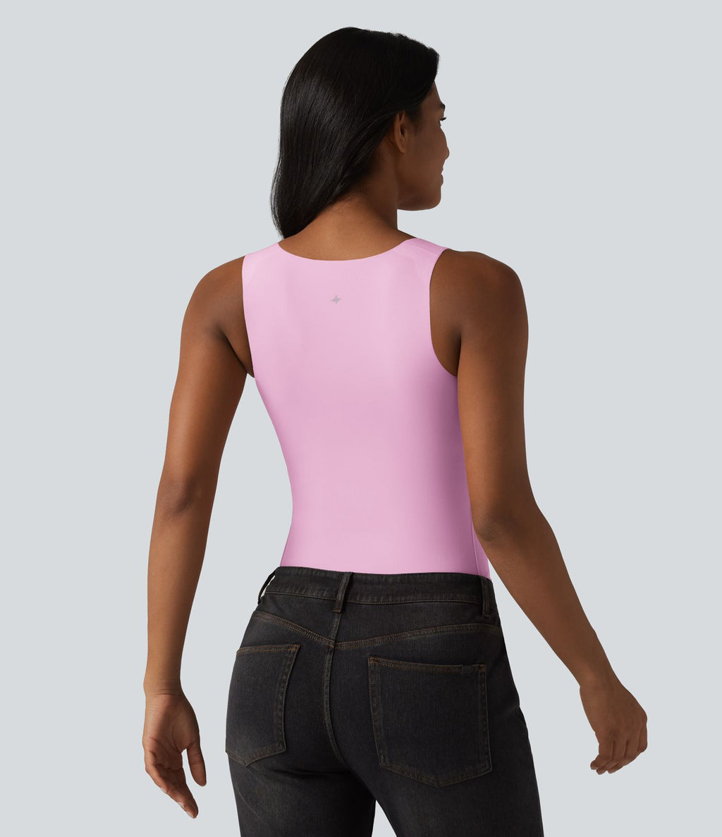Débardeur décontracté col carré avec soutien-gorge intégré bonnets B-E