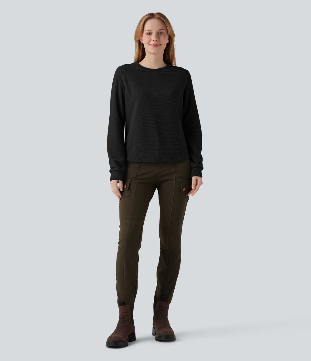Sweat-shirt polaire pliable col rond à manches longues avec poche
