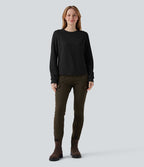 Sweat-shirt polaire pliable col rond à manches longues avec poche