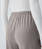 Pantalon taille haute décontracté large en maille gaufrée, avec poches