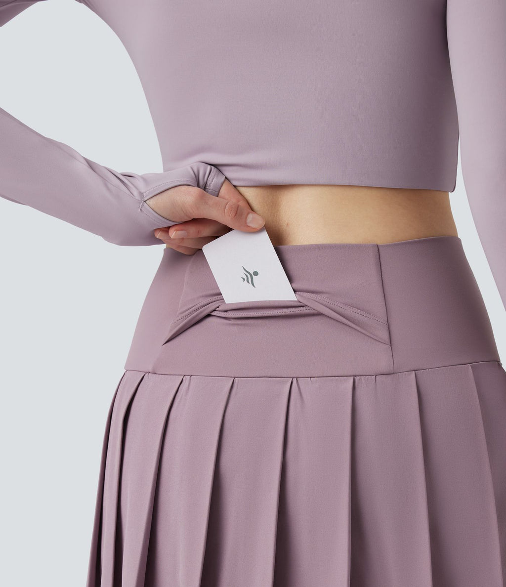 Legging à jupe étrier danse Breezeful™ 2-en-1 taille haute plissé résille contrastante séchage rapide avec poches