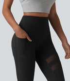 Legging décontracté DayStretch taille haute gainant et galbant les fesses, avec poche, empiècement en maille contrastée et coupe évasée