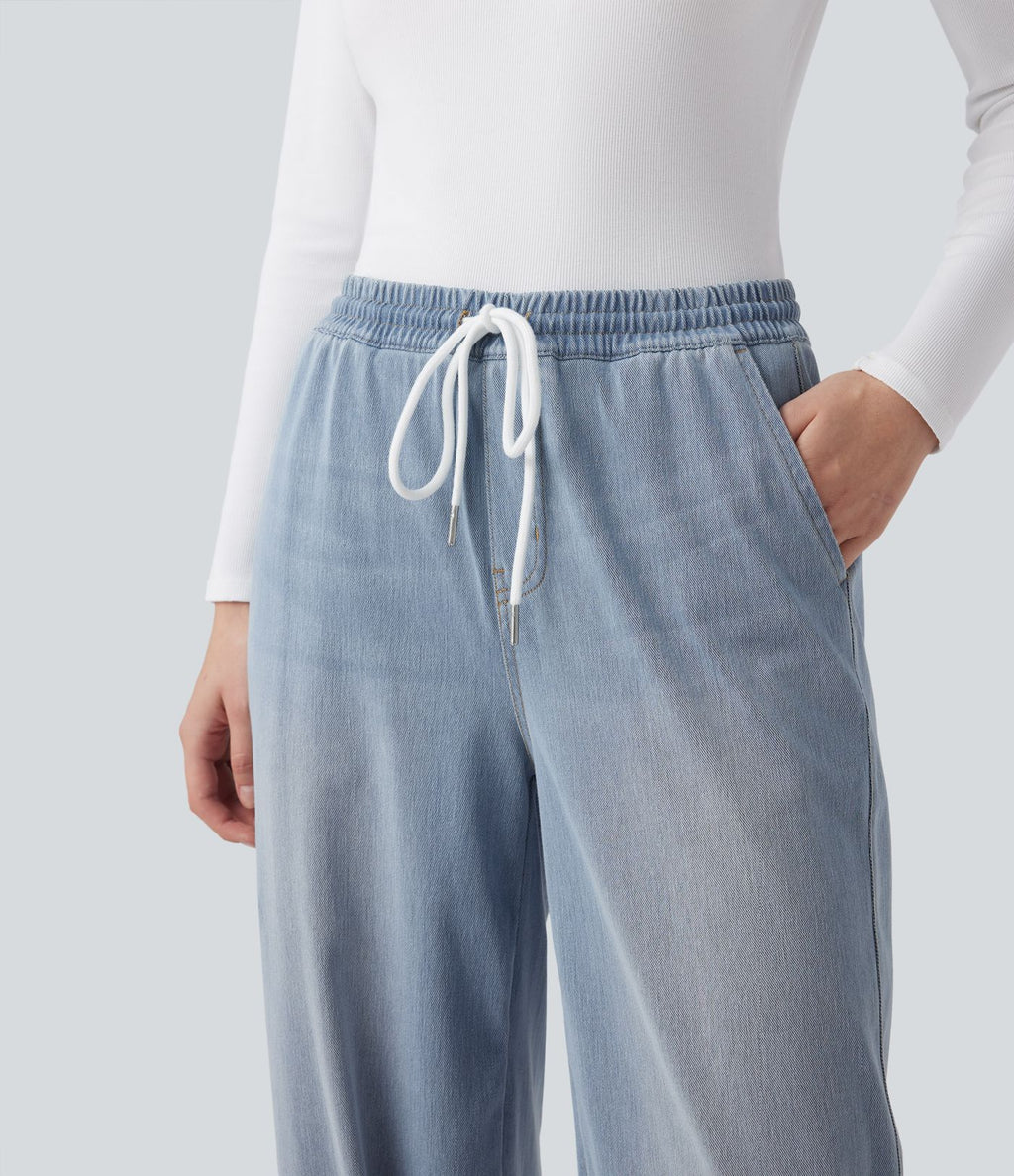 Jean décontracté Halara Flex™ taille mi-haute avec cordon de serrage et pochesns