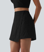 Jupe mini évasée 2-en-1 taille haute broderie style vacances