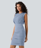 Robe mini moulante soirée col rond sans manches froncée effet frais InstantCool SoftlyZero™ Airy