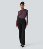 Cowl Neck Ruched Long Sleeve Slim Work Top