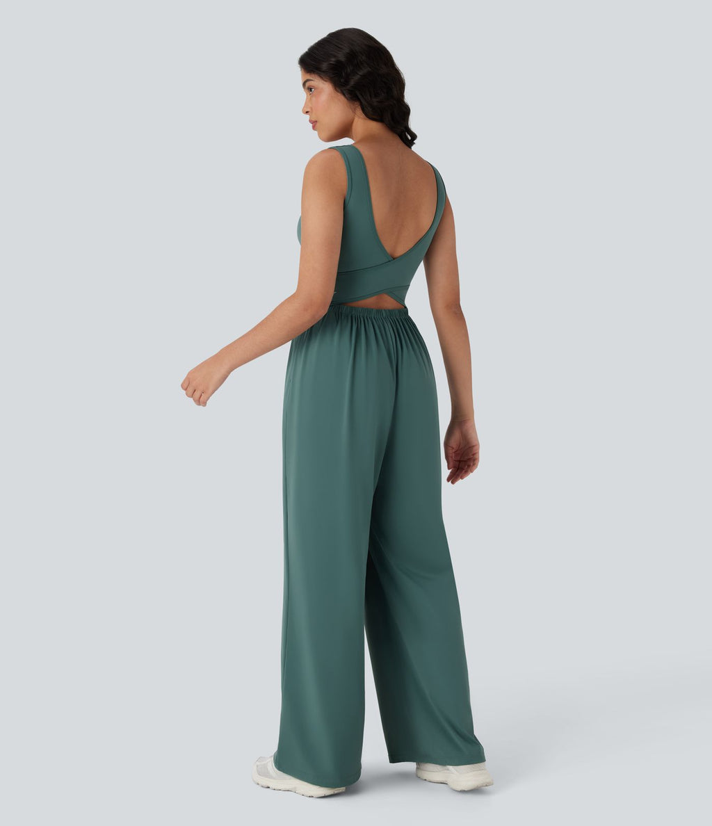 Combinaison de yoga large fluide dos nu bretelles croisées Softlyzero™ Airy Cool Touch avec poches - Easy Peasy
