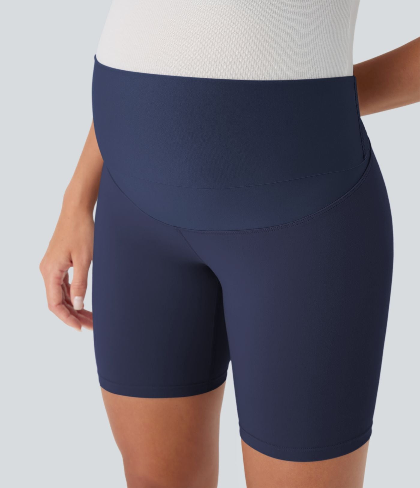 Short cycliste de yoga de maternité Softlyzero™ à taille super haute 17,5 cm-UPF50+