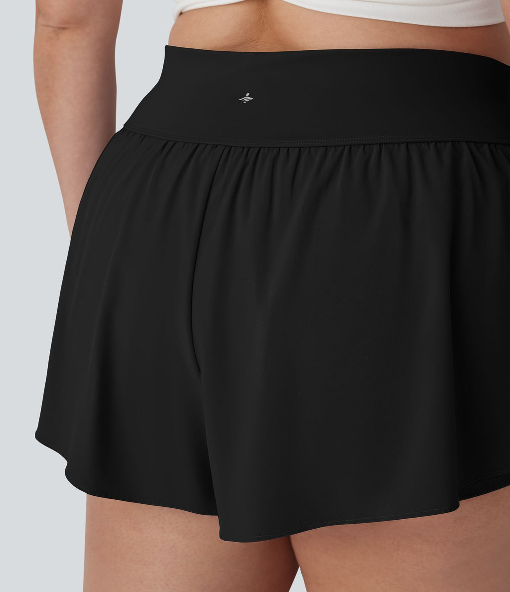 Short de course 2-en-1 Softlyzero™ QuickDry taille haute avec points réfléchissants, ourlet croisé et poches - grandes tailles