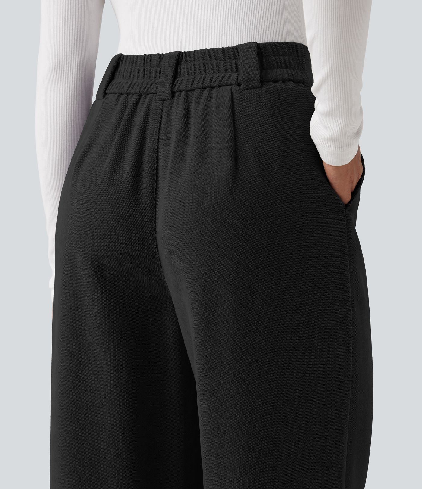Pantalon tailleur baggy taille haute avec poches