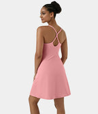 Softlyzero™ Airy Robe Sport de Yoga Plus Longue Dos Nu Découp Bretelles Réglables et Poches