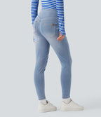 Legging skinny 7/8 en denim Halara Flex™ taille haute gainant avec poches