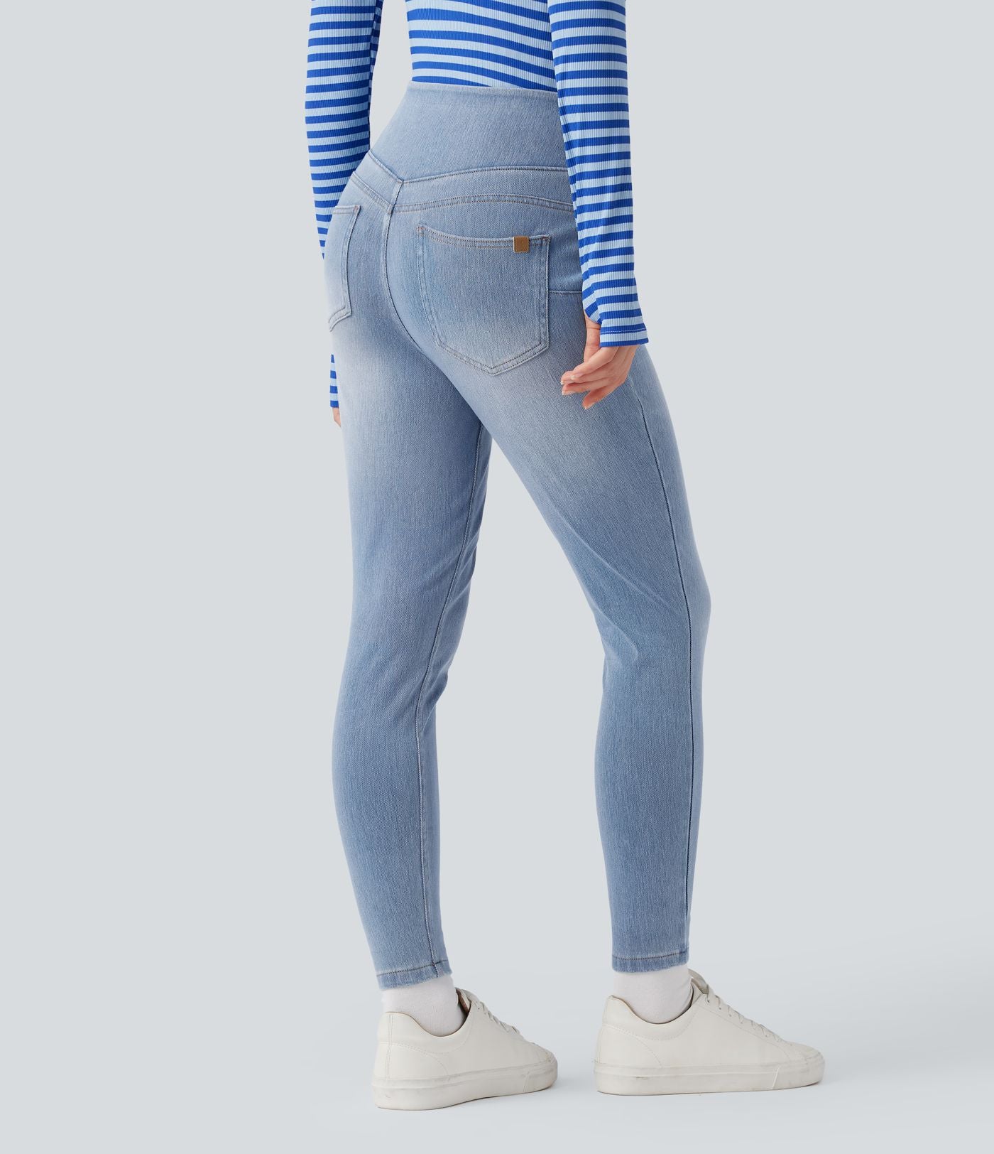 Legging skinny 7/8 en denim Halara Flex™ taille haute gainant avec poches