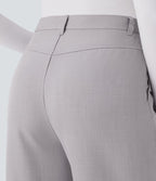 Pantalon tailleur droit à taille haute avec poches latérales