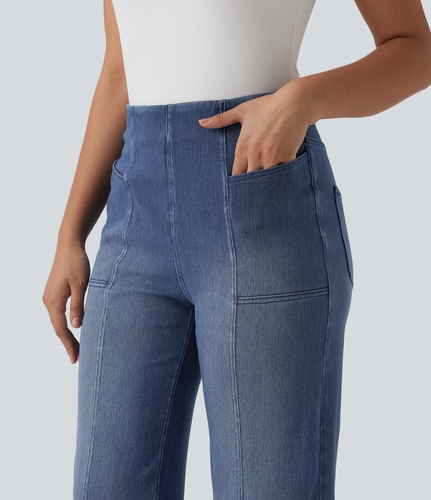 Halara Flex™ Jean large décontracté taille haute ventre plat avec poches
