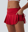 Jupe de tennis micro-courte 2-en-1 SoftlyZero™ Airy effet frais InstantCool taille basse avec fronces, cordon de serrage et poches