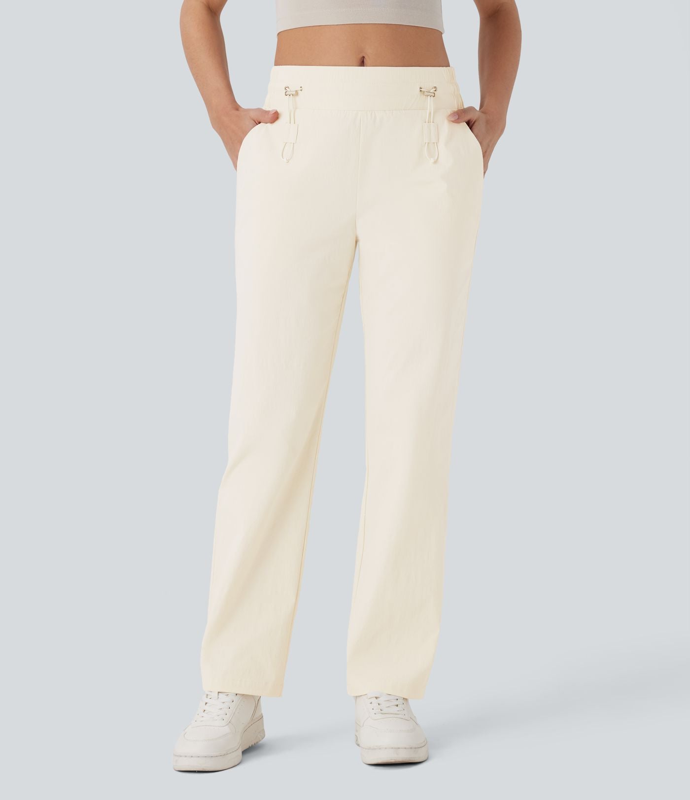 Pantalon décontracté résistant à l'usure, taille moyenne, cordon ajustable, poches latérales et coupe droite