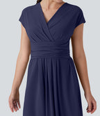 Robe midi Breezeful™ col V manches courtes à liens dans le dos séchage rapide avec poches latérales