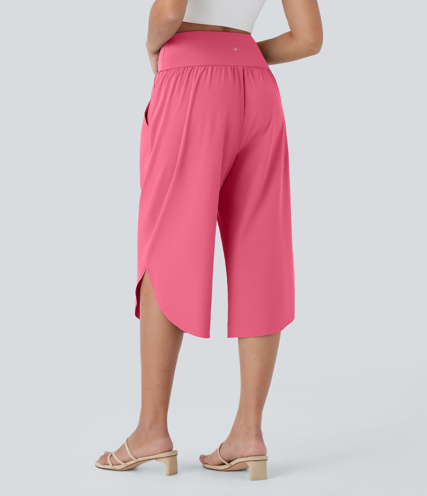 Pantalon capri de vacances Breezeful™ taille haute croisée avec poches latérales, fente et séchage rapide