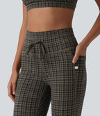Legging de yoga Halara UltraSculpt™ taille haute avec cordon de serrage imprimé carreaux avec poches