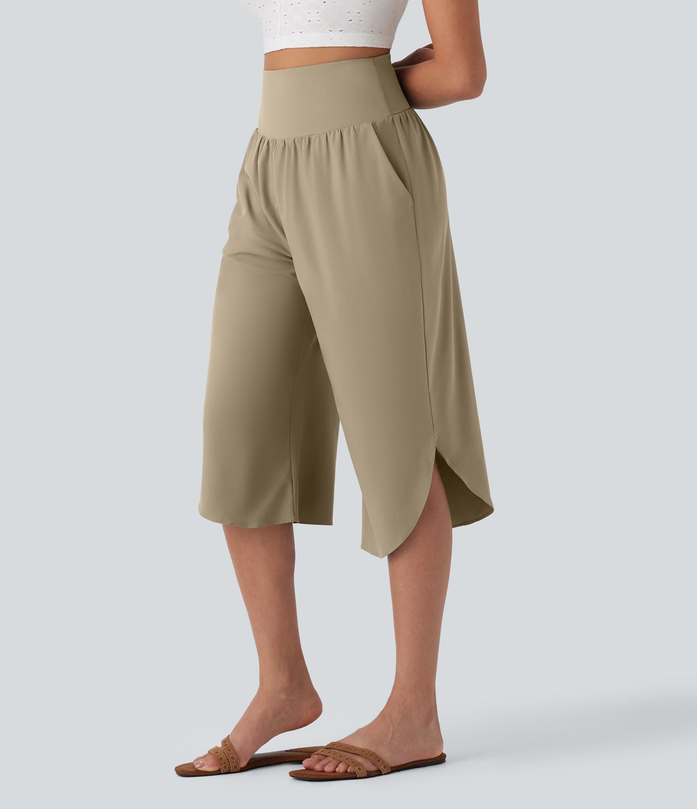 Pantalon corsaire gainant taille haute à ourlet asymétrique et séchage rapide avec poches Breezeful™