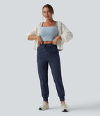 Jogging running taille mi-haute à cordon de serrage avec poches