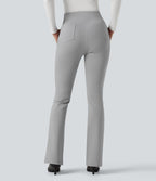 Pantalon tailleur évasé taille haute avec poches