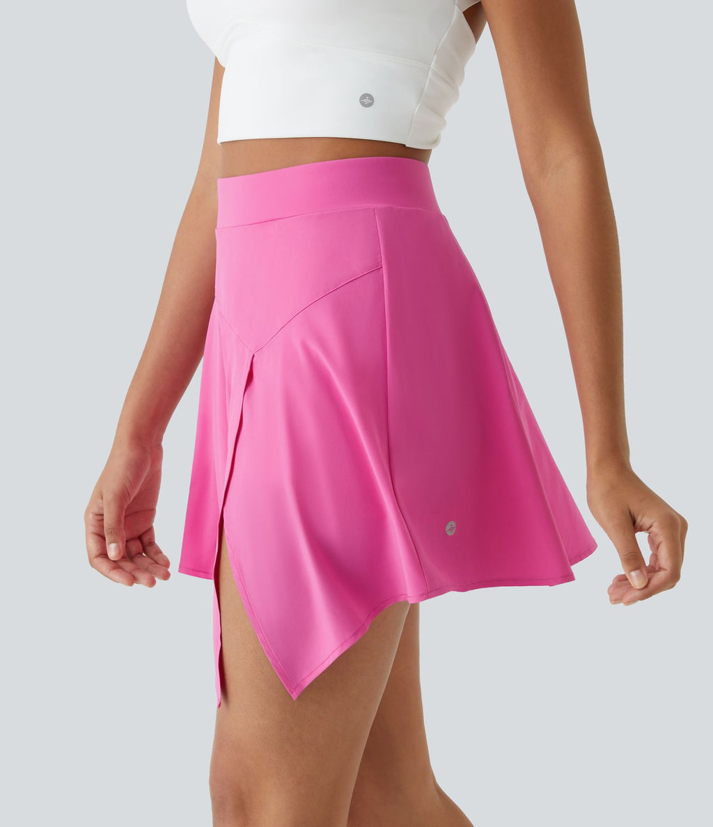 Breezeful™ Jupe de Danse Mini 2-en-1 à Taille Haute avec Ourlet Asymétrique Fendu et Poches Latérales Séchage Rapide
