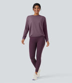 Haut de sport yoga col rond manches longues froncé - UPF50+