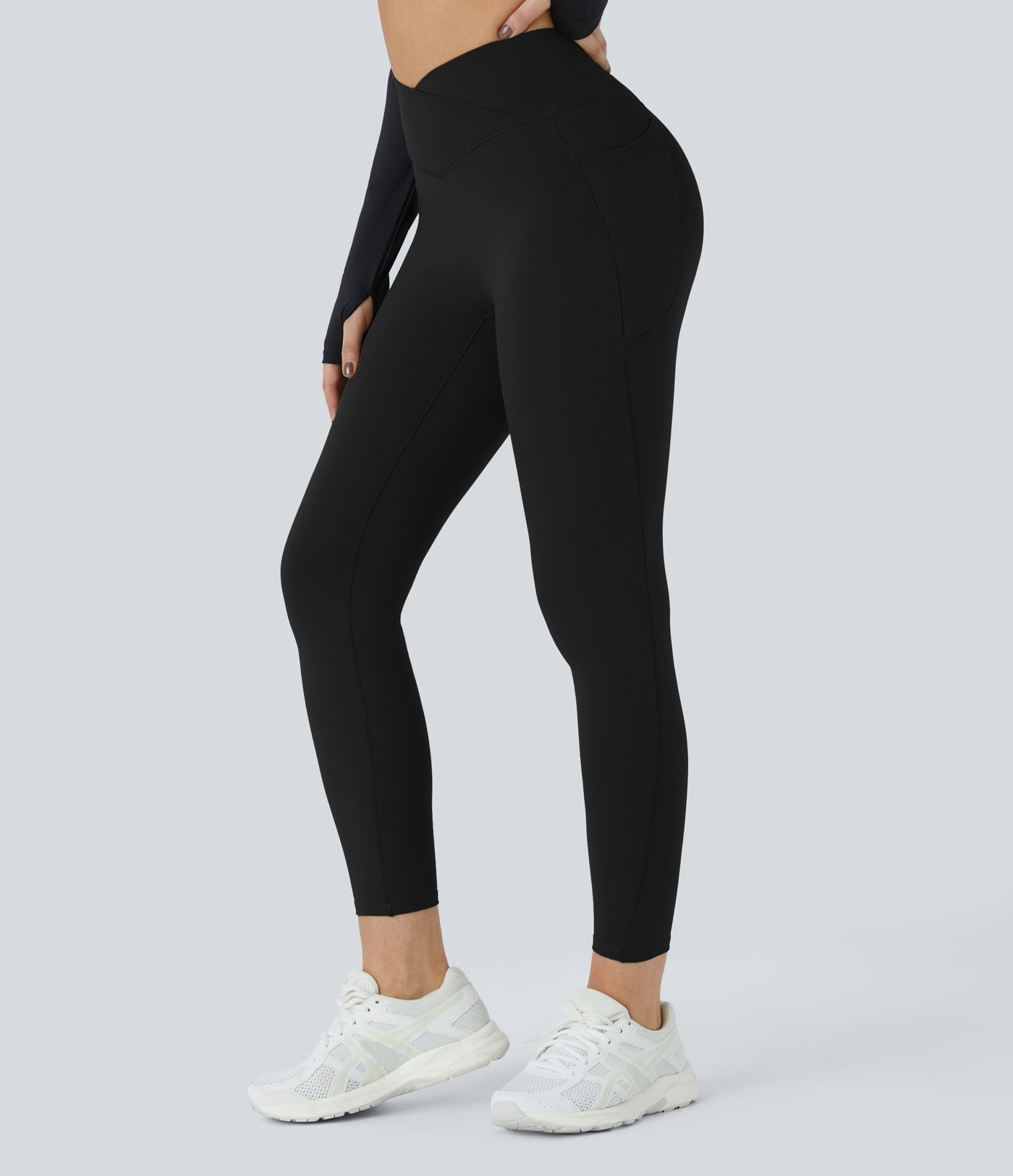 Softlyzero™ Polaire Legging Yoga à Taille Haute Thermique Croisée avec Poches Latérales