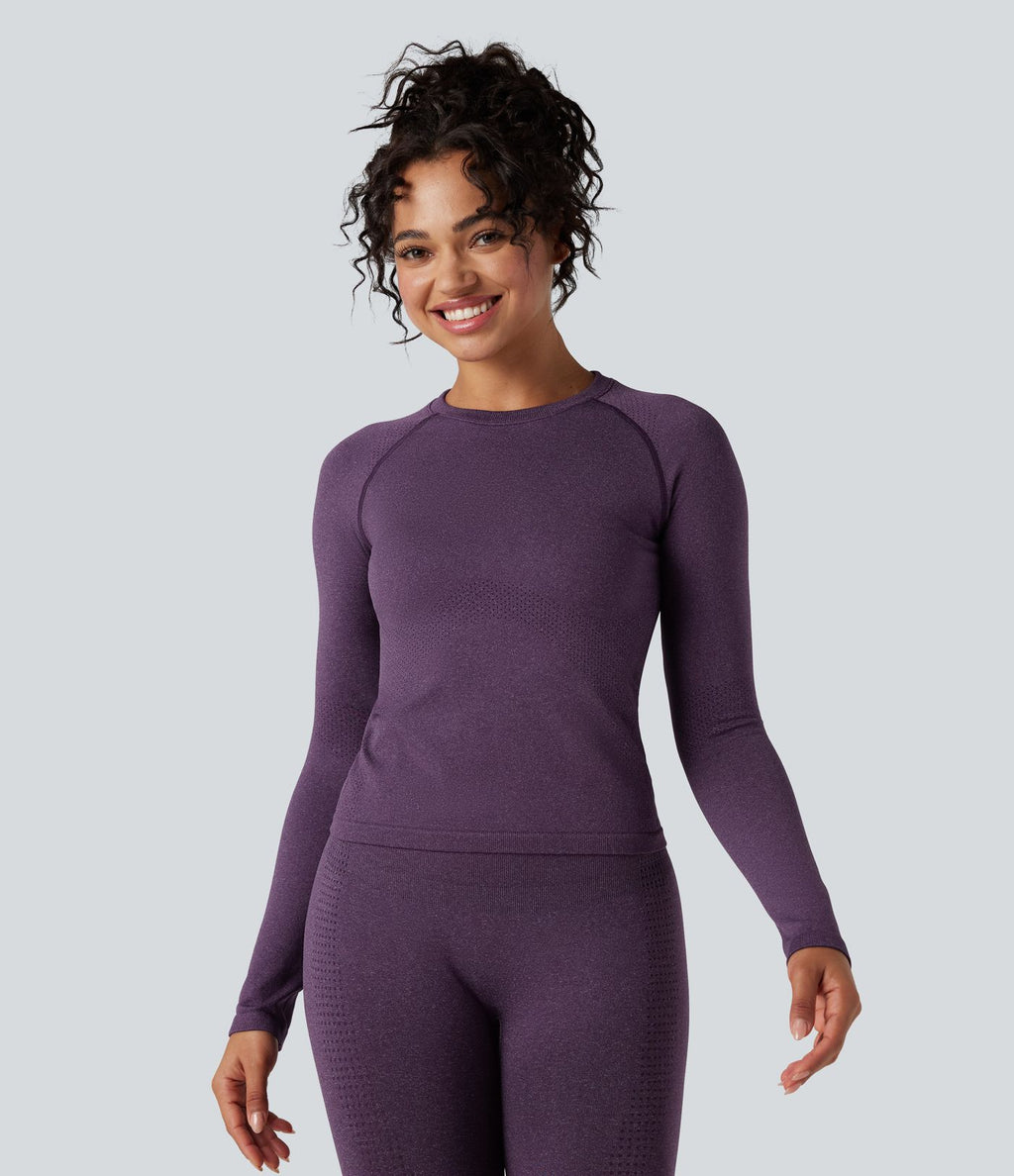 Haut de sport yoga col rond manches raglan longues sans couture OneForm Seamless Flow