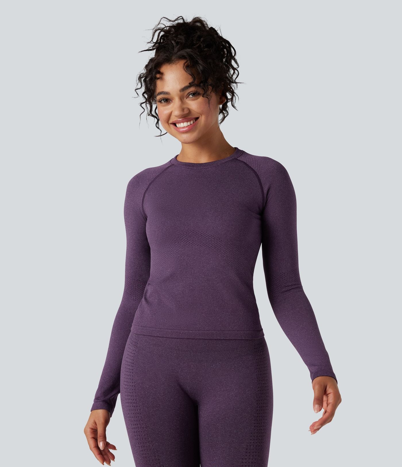Haut de sport yoga col rond manches raglan longues sans couture OneForm Seamless Flow