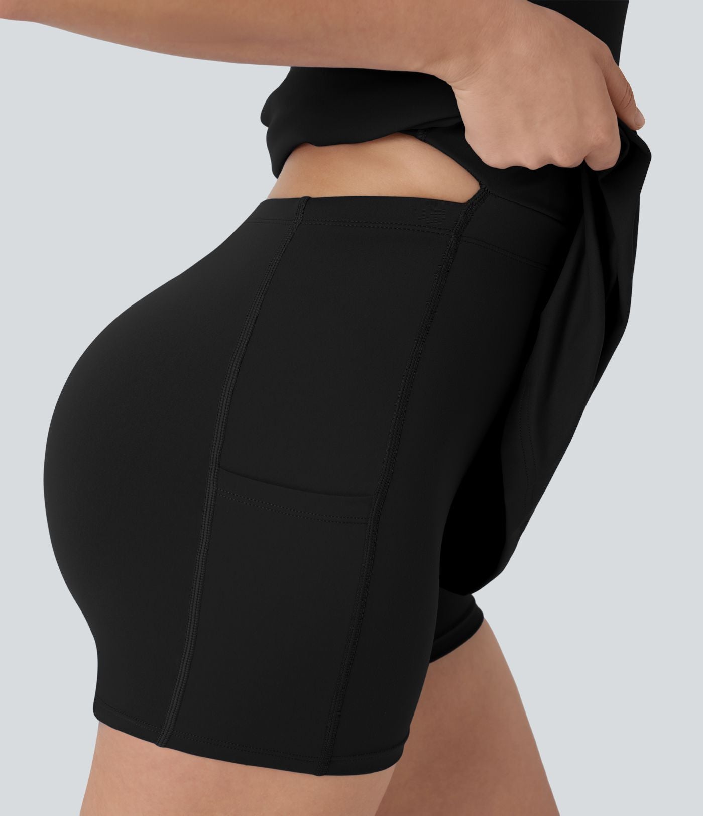 Robe active de yoga 2-en-1 Softlyzero™ Plush avec bretelles ajustables, armatures push-up, dos nu et poches-Easy Peasy